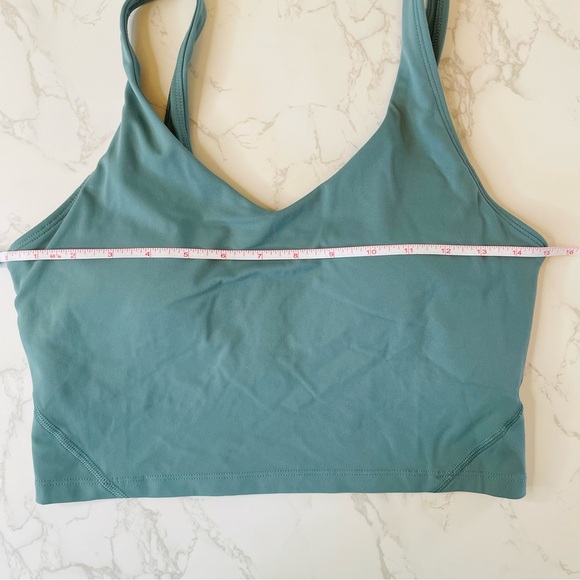 Green Cropped Built in Bra Active Athletic Stretchy Tank Top | Size 10 - Picture 5 of 6